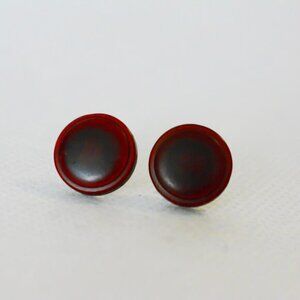 Deep Red Button Stud Earrings